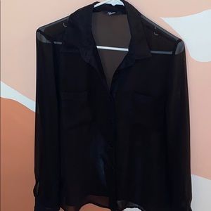 Black sheer button down